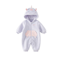 Dave&Bella Baby & Toddler Unisex Animal Hooded Fleece Zip-Up Romper
