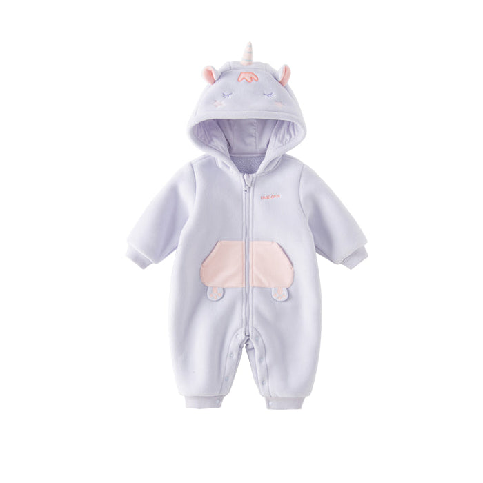 Dave&Bella Baby Girls/Boys Cute Animal-shaped Soft Fleece Hooded One-Pieces Romper