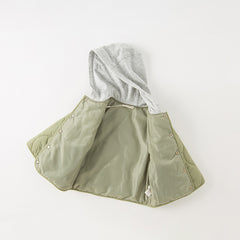Dave&Bella Kids Boys Army Green Cozy Hooded Thickened Heat-Retaining Coats