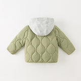 Dave&Bella Kids Boys Army Green Cozy Hooded Thickened Heat-Retaining Coats
