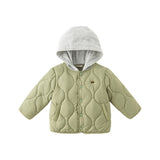 Dave&Bella Kids Boys Army Green Cozy Hooded Thickened Heat-Retaining Coats