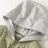 Dave&Bella Kids Boys Army Green Cozy Hooded Thickened Heat-Retaining Coats