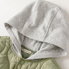 Dave&Bella Kids Boys Army Green Cozy Hooded Thickened Heat-Retaining Coats