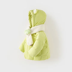 Dave&Bella Toddler Boys/Girls Winter Cute Outwear Hooded Down Coats(scarf)