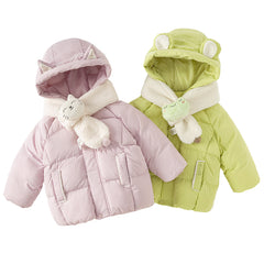 Dave&Bella Toddler Boys/Girls Winter Cute Outwear Hooded Down Coats(scarf)