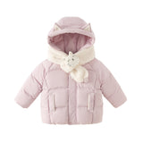 Dave&Bella Toddler Boys/Girls Winter Cute Outwear Hooded Down Coats(scarf)