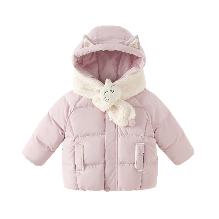 Dave&Bella Toddler Boys/Girls Winter Cute Outwear Hooded Down Coats(scarf)