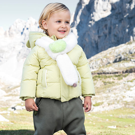 Dave&Bella Toddler Boys/Girls Winter Cute Outwear Hooded Down Coats(scarf)