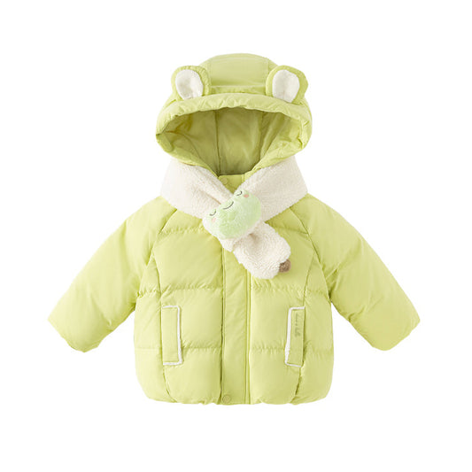 Dave&Bella Toddler Boys/Girls Winter Cute Outwear Hooded Down Coats(scarf)