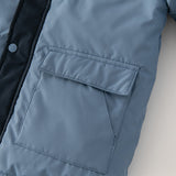 Dave&Bella Kids Boys Winter Cozy Fur-trim Outwear Blue Mid-length Hooded Down Coat