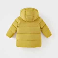 Dave&Bella Kids Boys Winter Yellow Windproof Mid-Length Down Hooded Coats(wallet bag)