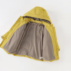 Dave&Bella Kids Boys Winter Yellow Windproof Mid-Length Down Hooded Coats(wallet bag)