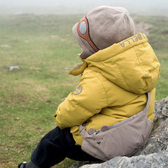 Dave&Bella Kids Boys Winter Yellow Windproof Mid-Length Down Hooded Coats(wallet bag)