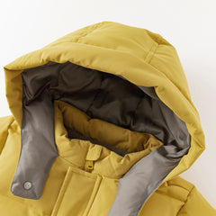 Dave&Bella Kids Boys Winter Yellow Windproof Mid-Length Down Hooded Coats(wallet bag)