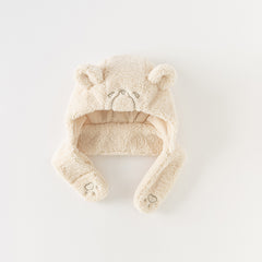 Dave&Bella Girls/Boys Warm Oatmeal Cartoon Ear Protection Scarf All-in-one Winter Hats