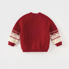 Dave&Bella Toddler Girls/Boys Christmas Red Cute Bear Cozy Plush-lined Sweaters Tops