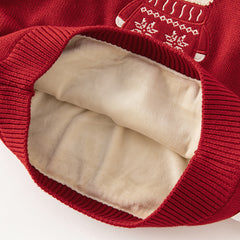 Dave&Bella Toddler Girls/Boys Christmas Red Cute Bear Cozy Plush-lined Sweaters Tops