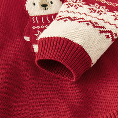Dave&Bella Toddler Girls/Boys Christmas Red Cute Bear Cozy Plush-lined Sweaters Tops