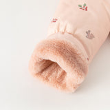Dave&Bella Toddler Girls Sweet Pink Print Outdoor Warm Padded Fur-trim Hooded Coats