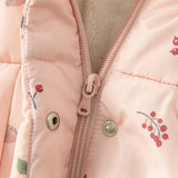 Dave&Bella Toddler Girls Sweet Pink Print Outdoor Warm Padded Fur-trim Hooded Coats