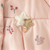 Dave&Bella Toddler Girls Sweet Pink Print Outdoor Warm Padded Fur-trim Hooded Coats