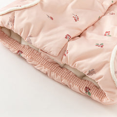 Dave&Bella Toddler Girls Sweet Pink Print Outdoor Warm Padded Fur-trimmed Hooded Coats