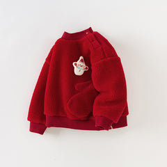 Dave&Bella Toddler Girls/Boys Red Warm Soft Sweatshirts Tops