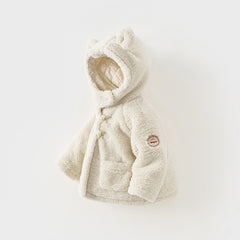 Dave&Bella Toddler Girls Casual Beige Outwear Hooded Plush Padded Cozy Coats