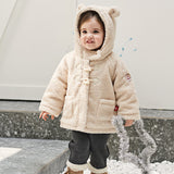 Dave&Bella Toddler Girls Casual Beige Outwear Hooded Plush Padded Cozy Coats