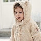 Dave&Bella Toddler Girls Casual Beige Outwear Hooded Plush Padded Cozy Coats