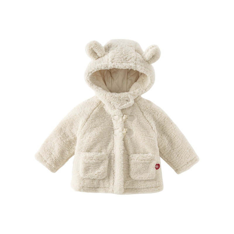 Dave&Bella Toddler Girls Casual Beige Outwear Hooded Plush Padded Cozy Coats