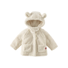 Dave&Bella Toddler Girls Casual Beige Outwear Hooded Plush Padded Cozy Coats