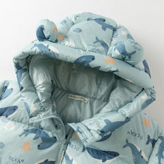 Dave&Bella Toddler Girls/Boys Autumn Animal Print Windproof Outwear Hooded Down Coats