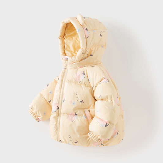 Dave&Bella Toddler Girls/Boys Autumn Animal Print Windproof Outwear Hooded Down Coats