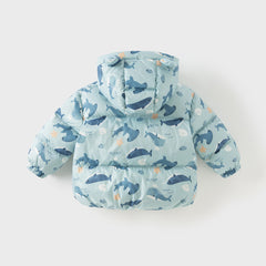 Dave&Bella Toddler Girls/Boys Autumn Animal Print Windproof Outwear Hooded Down Coats