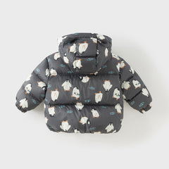 Dave&Bella Toddler Girls/Boys Autumn Animal Print Windproof Outwear Hooded Down Coats