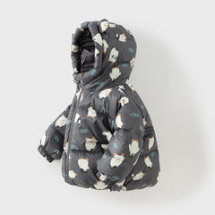 Dave&Bella Toddler Girls/Boys Autumn Animal Print Windproof Outwear Hooded Down Coats