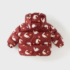 Dave&Bella Toddler Girls/Boys Autumn Animal Print Windproof Outwear Hooded Down Coats