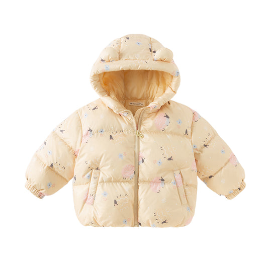 Dave&Bella Toddler Girls/Boys Autumn Animal Print Windproof Outwear Hooded Down Coats