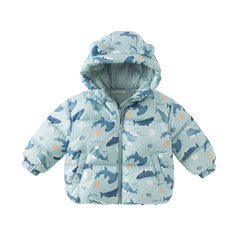 Dave&Bella Toddler Girls/Boys Autumn Animal Print Windproof Outwear Hooded Down Coats