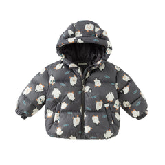 Dave&Bella Toddler Girls/Boys Autumn Animal Print Windproof Outwear Hooded Down Coats