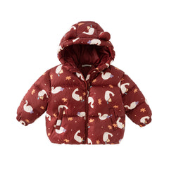 Dave&Bella Toddler Girls/Boys Autumn Animal Print Windproof Outwear Hooded Down Coats