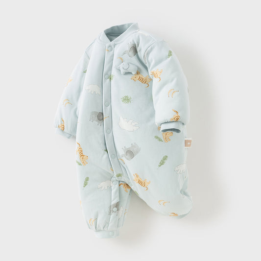Dave&Bella Newborn Girls/Boys Winter Print Turtle Comfortable Indoor Padded Rompers