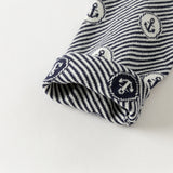 Dave&Bella Toddler Boys Blue White Striped Breathable Cotton Casual Sweaters Tops