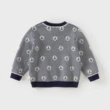 Dave&Bella Toddler Boys Blue White Striped Breathable Cotton Casual Sweaters Tops