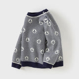 Dave&Bella Toddler Boys Blue White Striped Breathable Cotton Casual Sweaters Tops