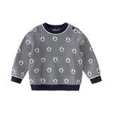 Dave&Bella Toddler Boys Blue White Striped Breathable Cotton Casual Sweaters Tops