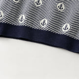 Dave&Bella Toddler Boys Blue White Striped Breathable Cotton Casual Sweaters Tops