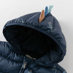 Dave&Bella Toddler Boys Winter Playful Dinosaur-style Outdoor Hooded Cozy Down Coats