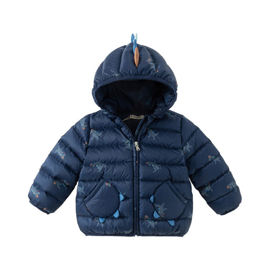 Dave&Bella Toddler Boys Winter Playful Dinosaur-style Outdoor Hooded Cozy Down Coats